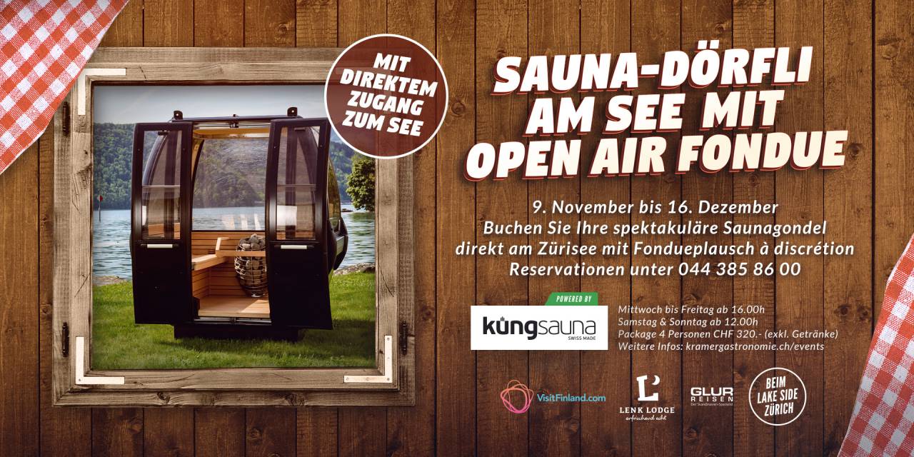Sauna-Dörfli am See mit Open Air Fondue